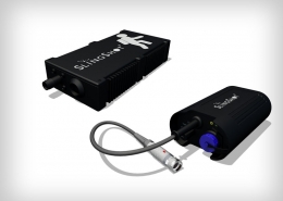 Two parts of the SlingShot system manufactured by Spectra and under license