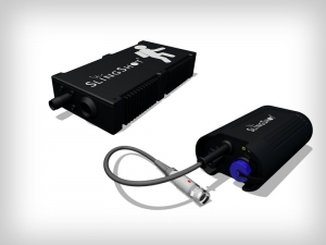 Two parts of the SlingShot system manufactured by Spectra and under license